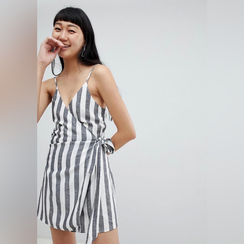Mini striped wrap dress